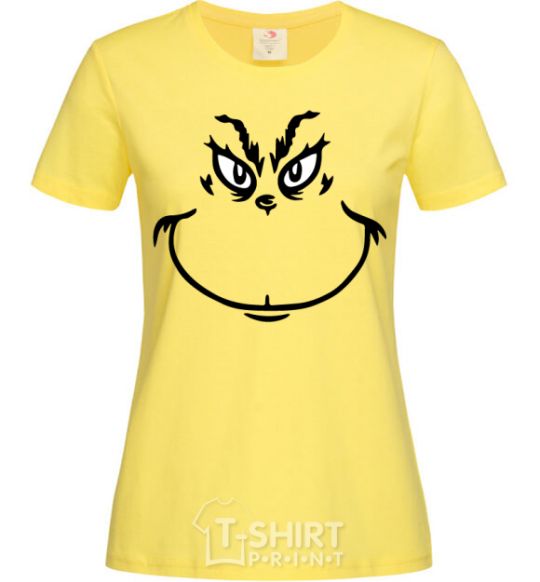 Women's T-shirt The Grinch smiles cornsilk фото