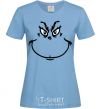 Women's T-shirt The Grinch smiles sky-blue фото