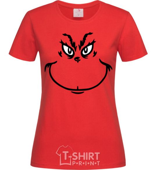 Women's T-shirt The Grinch smiles red фото