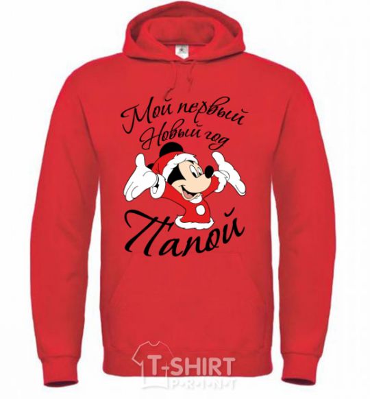 Men`s hoodie Papa Mickey's First New Year's Eve bright-red фото