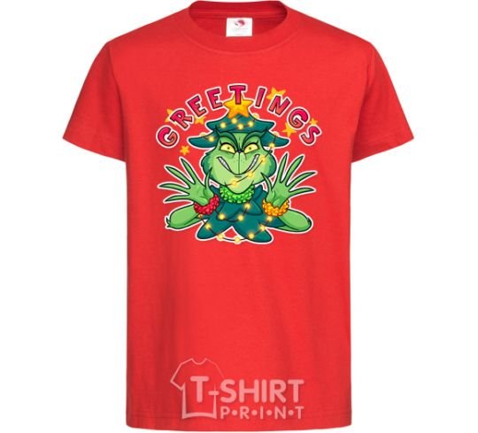 Kids T-shirt Greetings Grinch red фото