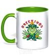 Mug with a colored handle Greetings Grinch kelly-green фото