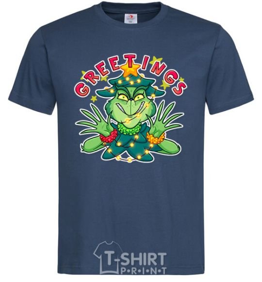 Men's T-Shirt Greetings Grinch navy-blue фото