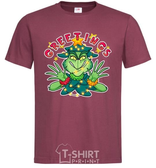 Men's T-Shirt Greetings Grinch burgundy фото