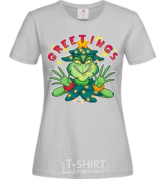 Women's T-shirt Greetings Grinch grey фото