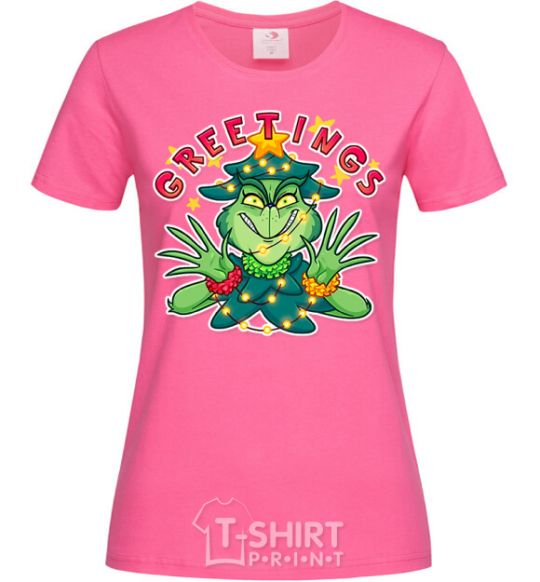 Женская футболка Greetings Grinch Ярко-розовый фото