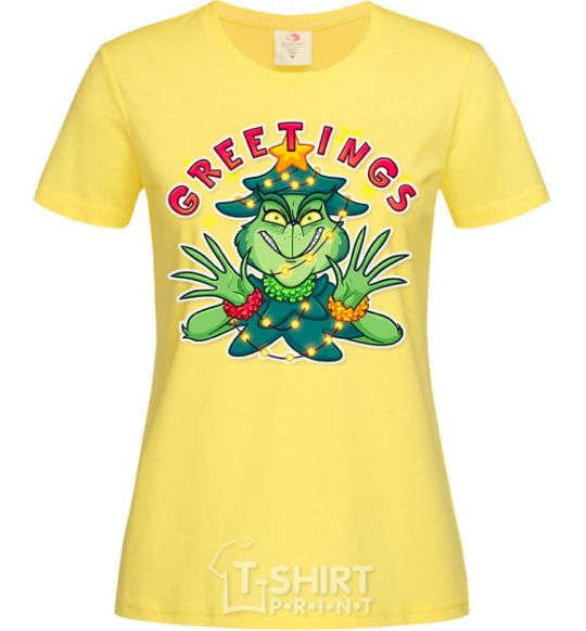 Women's T-shirt Greetings Grinch cornsilk фото