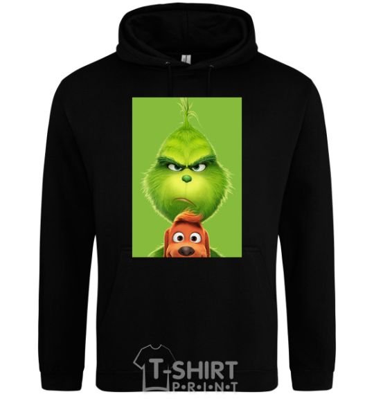 Men`s hoodie The Grinch and the dog black фото