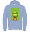 Men`s hoodie The Grinch and the dog sky-blue фото