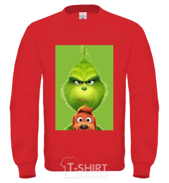 Sweatshirt The Grinch and the dog yellow фото