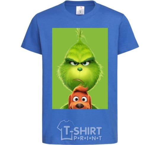 Kids T-shirt The Grinch and the dog royal-blue фото
