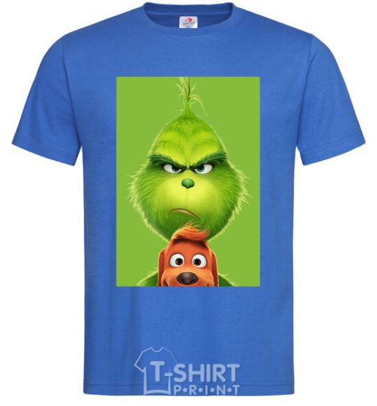 Men's T-Shirt The Grinch and the dog royal-blue фото