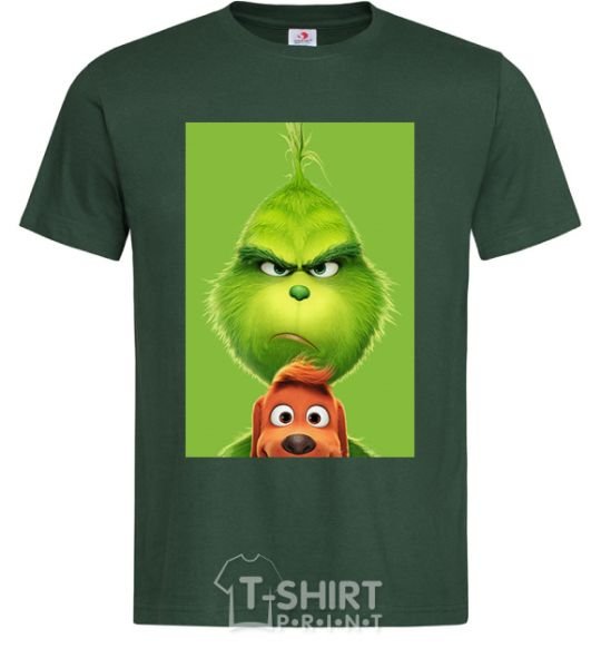 Men's T-Shirt The Grinch and the dog bottle-green фото