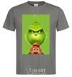 Men's T-Shirt The Grinch and the dog dark-grey фото