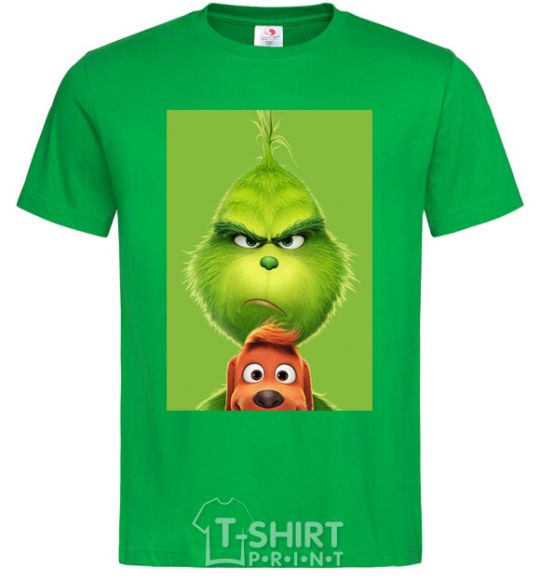 Men's T-Shirt The Grinch and the dog kelly-green фото