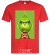 Men's T-Shirt The Grinch and the dog red фото