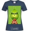 Women's T-shirt The Grinch and the dog navy-blue фото