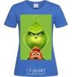 Women's T-shirt The Grinch and the dog royal-blue фото