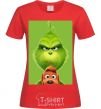 Women's T-shirt The Grinch and the dog red фото