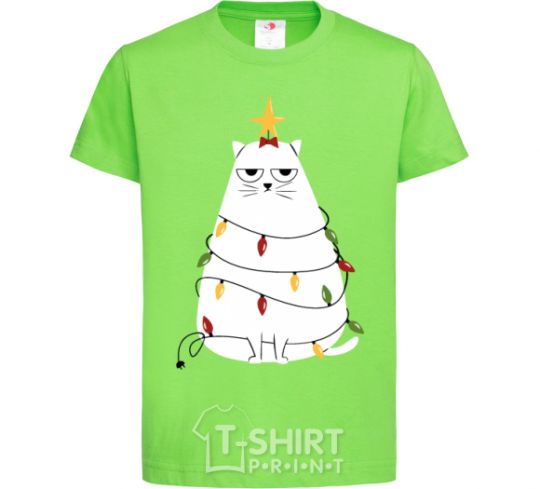 Kids T-shirt Kitty Christmas tree orchid-green фото