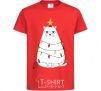 Kids T-shirt Kitty Christmas tree red фото