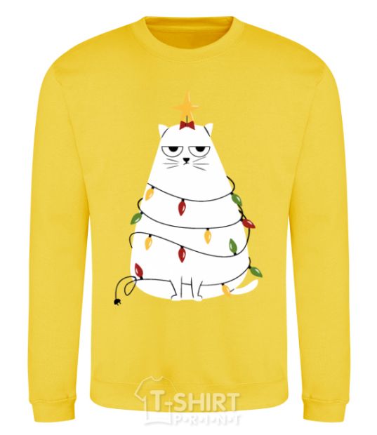 Sweatshirt Kitty Christmas tree yellow фото