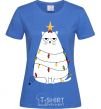 Women's T-shirt Kitty Christmas tree royal-blue фото
