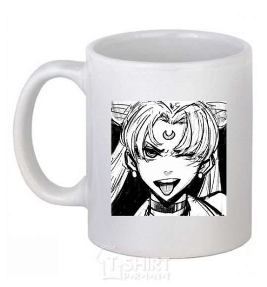 Ceramic mug Sailor moon black white White фото