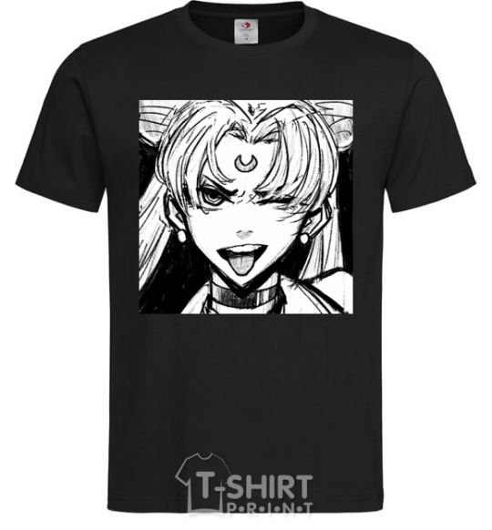 Men's T-Shirt Sailor moon black white black фото