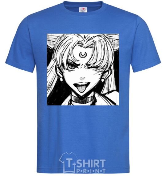 Men's T-Shirt Sailor moon black white royal-blue фото