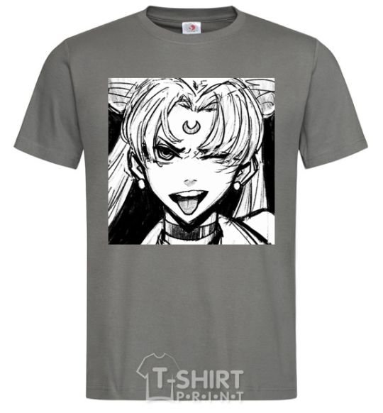 Men's T-Shirt Sailor moon black white dark-grey фото