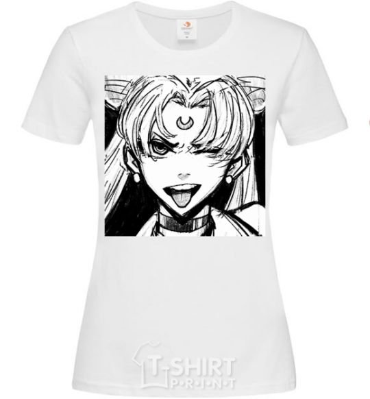 Women's T-shirt Sailor moon black white White фото