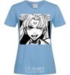 Women's T-shirt Sailor moon black white sky-blue фото