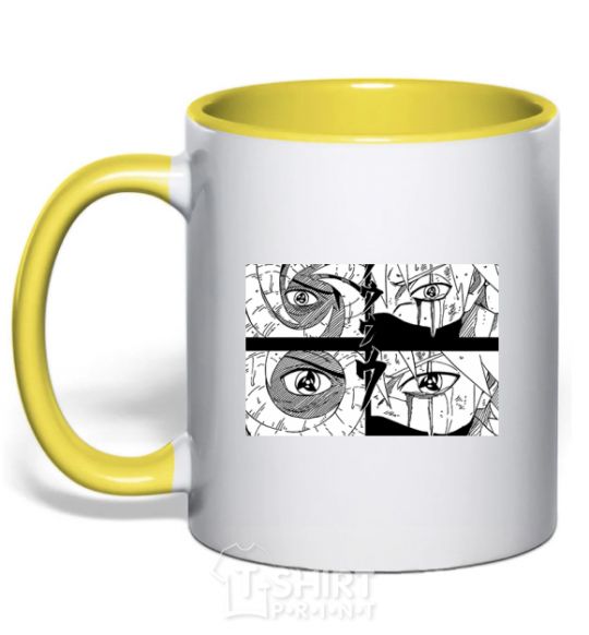 Mug with a colored handle Anime eyes yellow фото