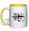 Mug with a colored handle Anime eyes yellow фото