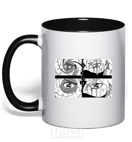 Чашка с цветной ручкой Глаза аниме Черный фото