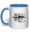 Mug with a colored handle Anime eyes royal-blue фото