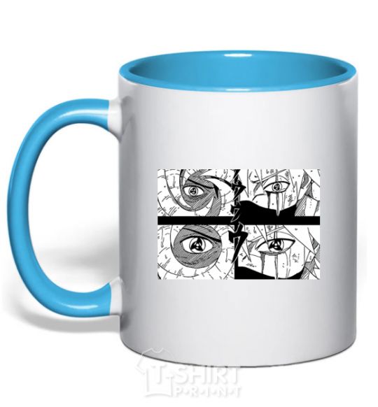 Чашка с цветной ручкой Глаза аниме Голубой фото