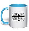 Mug with a colored handle Anime eyes sky-blue фото