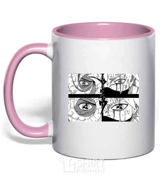 Mug with a colored handle Anime eyes light-pink фото