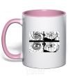 Mug with a colored handle Anime eyes light-pink фото