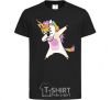 Kids T-shirt Dabbing unicorn with star black фото