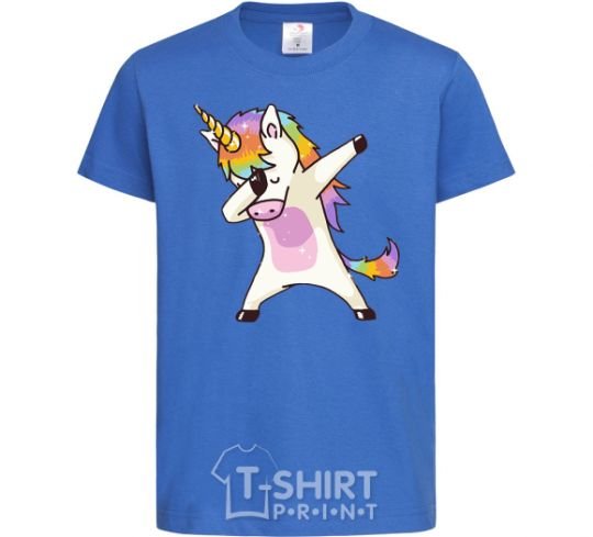 Kids T-shirt Dabbing unicorn with star royal-blue фото