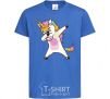 Kids T-shirt Dabbing unicorn with star royal-blue фото