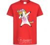 Kids T-shirt Dabbing unicorn with star red фото