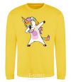 Sweatshirt Dabbing unicorn with star yellow фото
