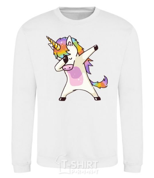 Sweatshirt Dabbing unicorn with star White фото