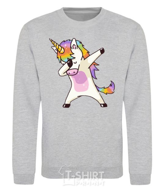 Sweatshirt Dabbing unicorn with star sport-grey фото