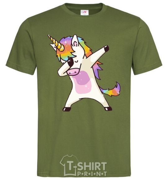 Men's T-Shirt Dabbing unicorn with star millennial-khaki фото