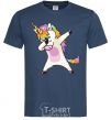 Men's T-Shirt Dabbing unicorn with star navy-blue фото